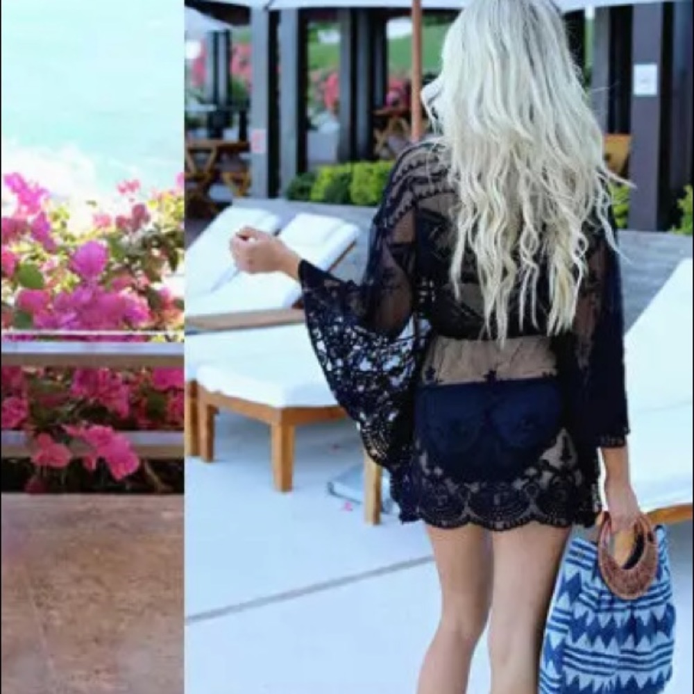 New! Black Lace Kimono - Picture 4 of 8